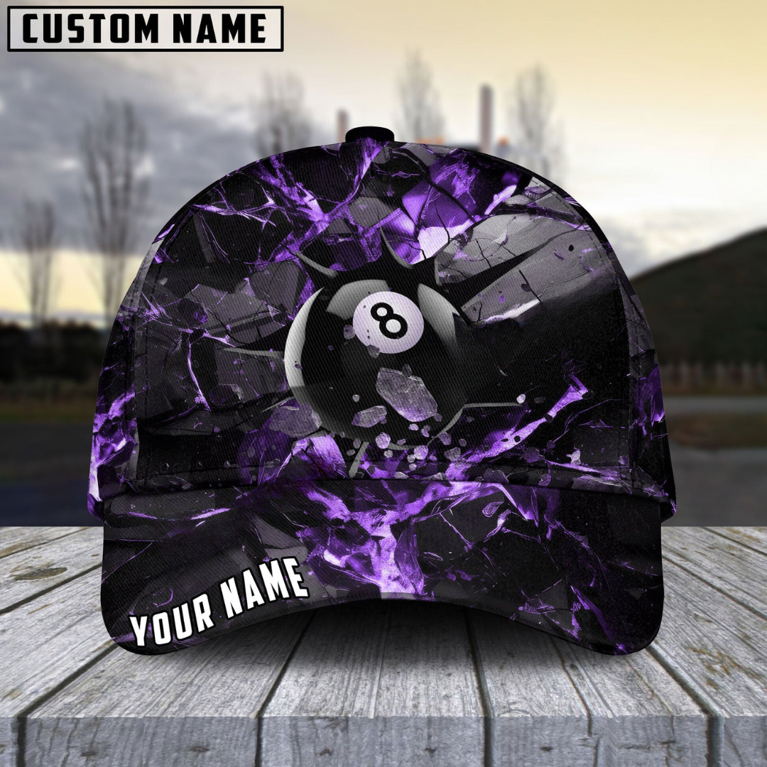 Customized Billiard Cap, Billiard Pool Ball 8 Dark Material Personalized Name 3D Hats, Best Billiard Pool Hat For Billiard Players (6 Colors)