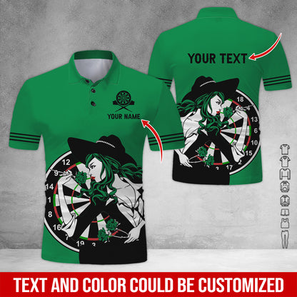 Customized Name & Text Darts Polo Shirt, Personalized Name Sexy Girl Darts Polo Shirt - Perfect Gift For Darts Lovers, Darts Players