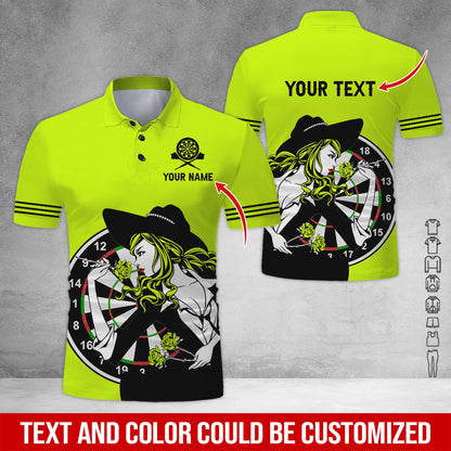 Customized Name & Text Darts Polo Shirt, Personalized Name Sexy Girl Darts Polo Shirt - Perfect Gift For Darts Lovers, Darts Players