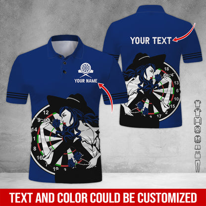 Customized Name & Text Darts Polo Shirt, Personalized Name Sexy Girl Darts Polo Shirt - Perfect Gift For Darts Lovers, Darts Players