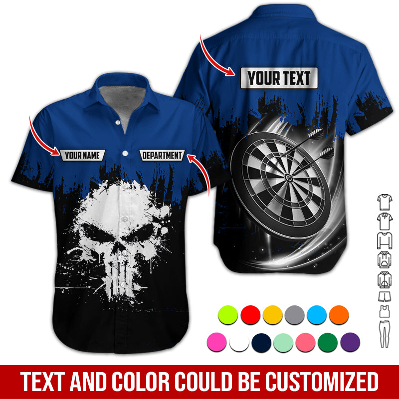 Customized Name & Text Darts Hawaiian Shirts, American Flag Personalized Name Darts Purple Pink Orange Blue Uniforms Aloha Shirt