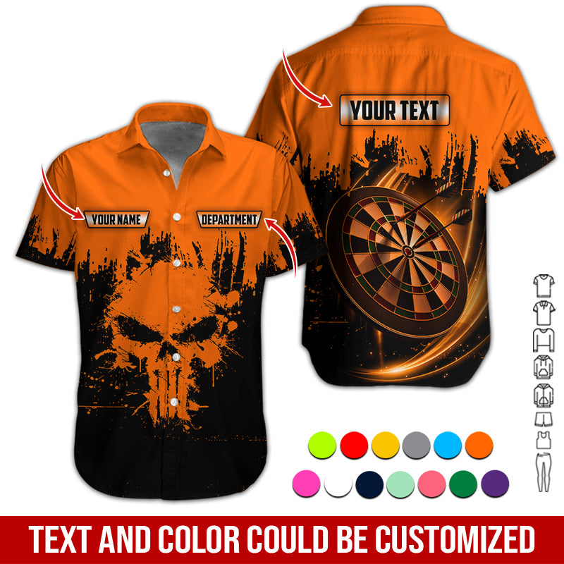 Customized Name & Text Darts Hawaiian Shirts, American Flag Personalized Name Darts Purple Pink Orange Blue Uniforms Aloha Shirt