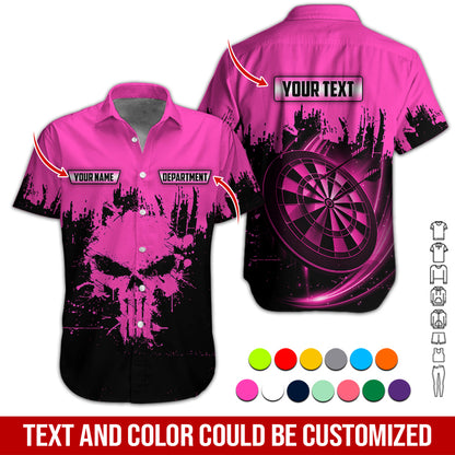 Customized Name & Text Darts Hawaiian Shirts, American Flag Personalized Name Darts Purple Pink Orange Blue Uniforms Aloha Shirt