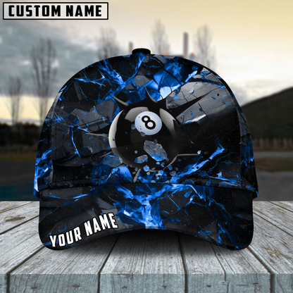 Customized Billiard Cap, Billiard Pool Ball 8 Dark Material Personalized Name 3D Hats, Best Billiard Pool Hat For Billiard Players (6 Colors)