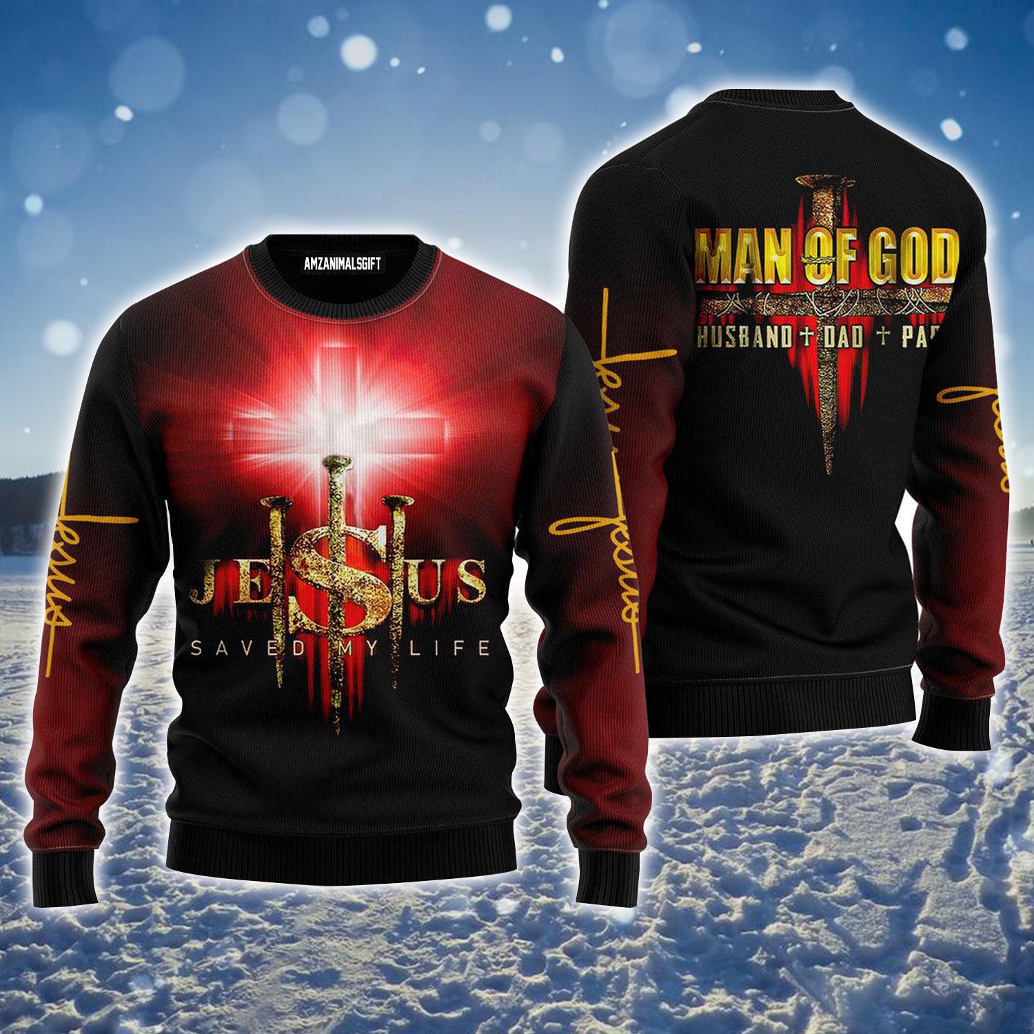 Jesus Man Of God Ugly Christmas Sweater For Men & Women, Perfect Outfit For Christmas New Year Autumn Winter