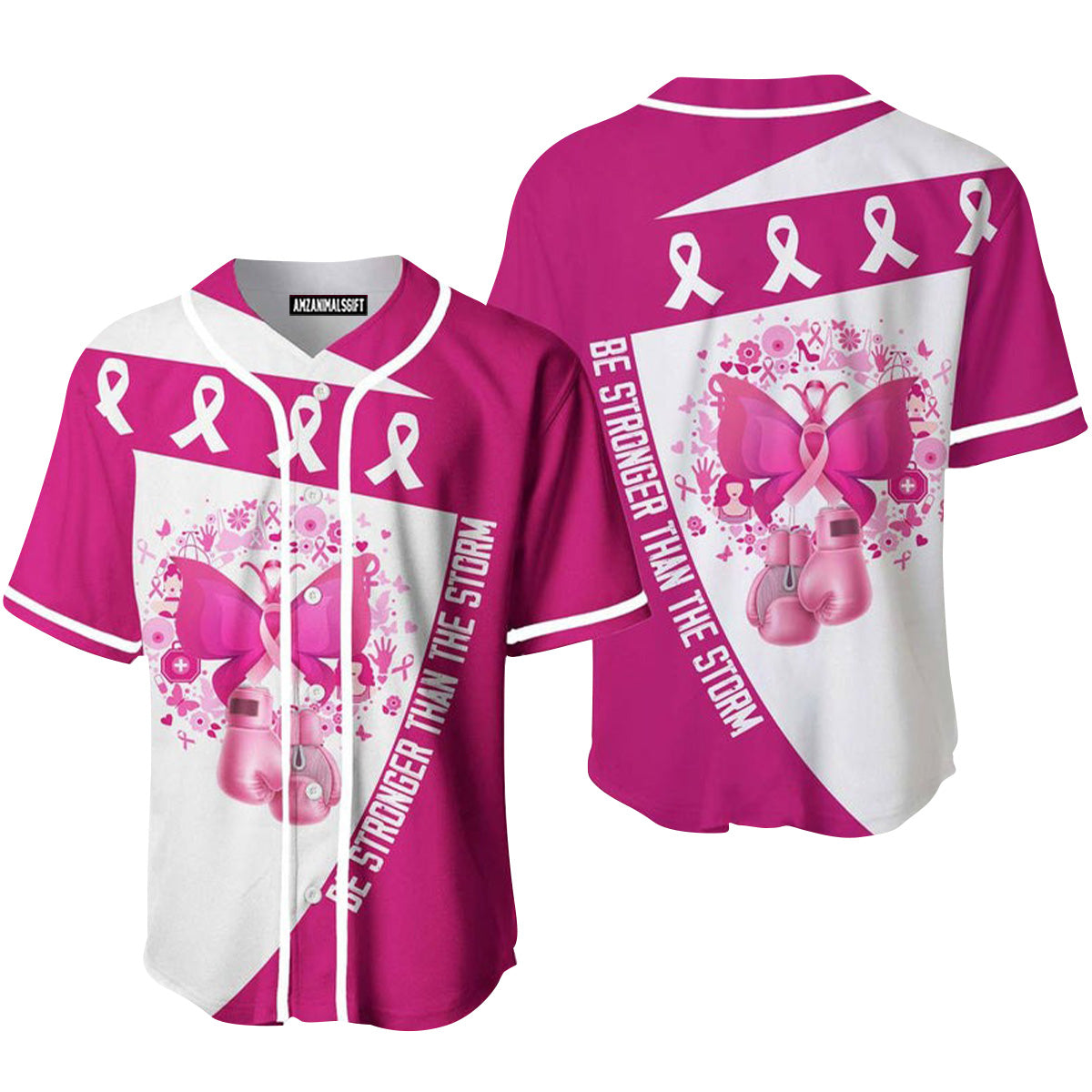 Breast Cancer Be Stronger Boxing Gloves Baseball Jersey, Perfect Outfit For Men And Women On Breast Cancer Survivors Baseball Team Baseball Fans