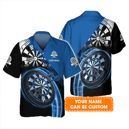 Customized Darts Hawaiian Shirt, Darts Blue Personalized Name Hawaiian Shirt For Men - Perfect Gift For Darts Lovers, Darts Players