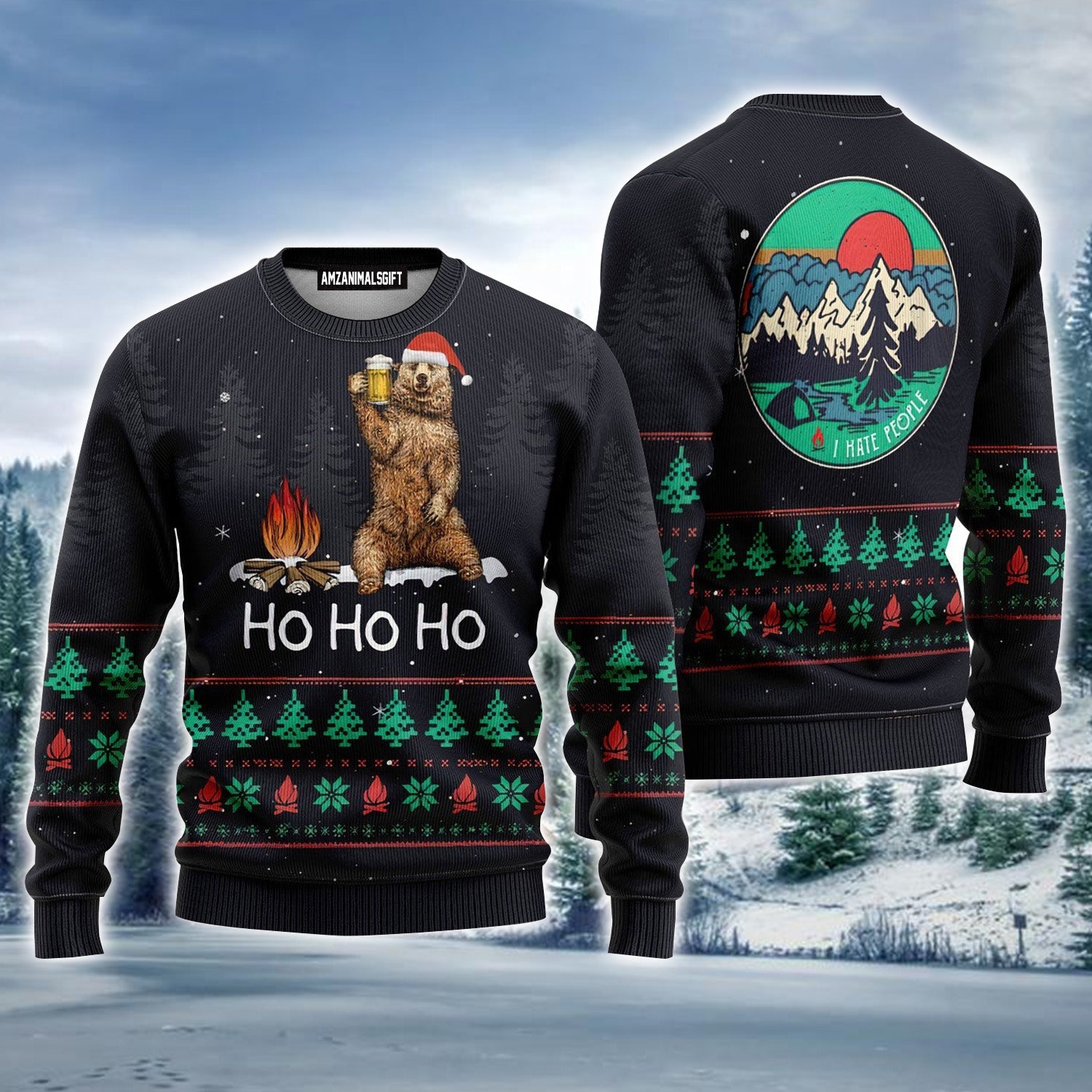 Bigfoot Beer Ho Ho Ho Ugly Christmas Sweater For Men & Women, Perfect Outfit For Christmas New Year Autumn Winter