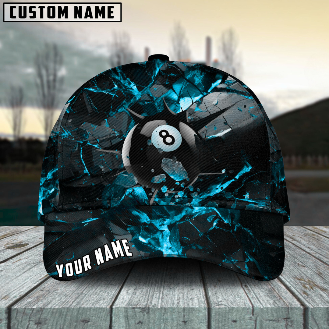 Customized Billiard Cap, Billiard Pool Ball 8 Dark Material Personalized Name 3D Hats, Best Billiard Pool Hat For Billiard Players (6 Colors)
