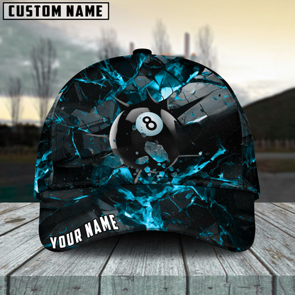 Customized Billiard Cap, Billiard Pool Ball 8 Dark Material Personalized Name 3D Hats, Best Billiard Pool Hat For Billiard Players (6 Colors)
