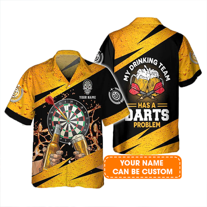 Customized Darts Hawaiian Shirt, Darts Team Drinking Beer, Personalized Name Hawaiian Shirt For Men - Perfect Gift For Darts Lovers, Darts Players