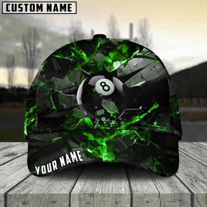 Customized Billiard Cap, Billiard Pool Ball 8 Dark Material Personalized Name 3D Hats, Best Billiard Pool Hat For Billiard Players (6 Colors)