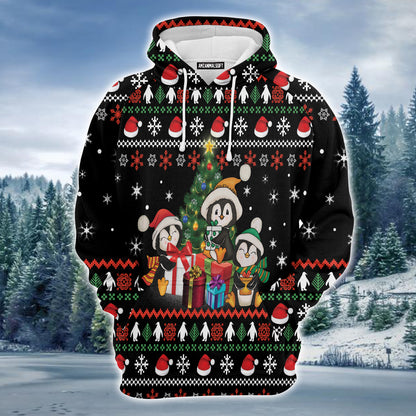 Penguin Christmas Tree Premium Christmas Hoodie, Funny Christmas Pattern Unisex Hoodie For Men & Women - Perfect Gift For Christmas, Friends, Family