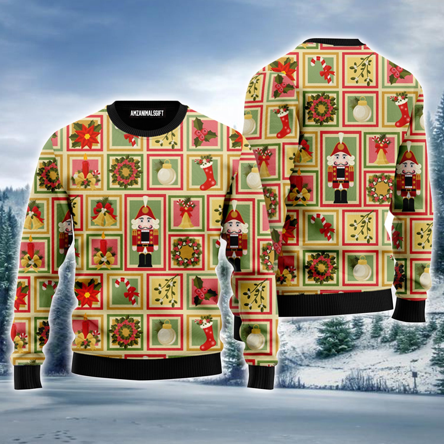 Crack Deez Nuts Nutcracker Pattern Urly Christmas Sweater, Christmas Sweater For Men & Women - Perfect Gift For Christmas, New Year, Winter Holiday