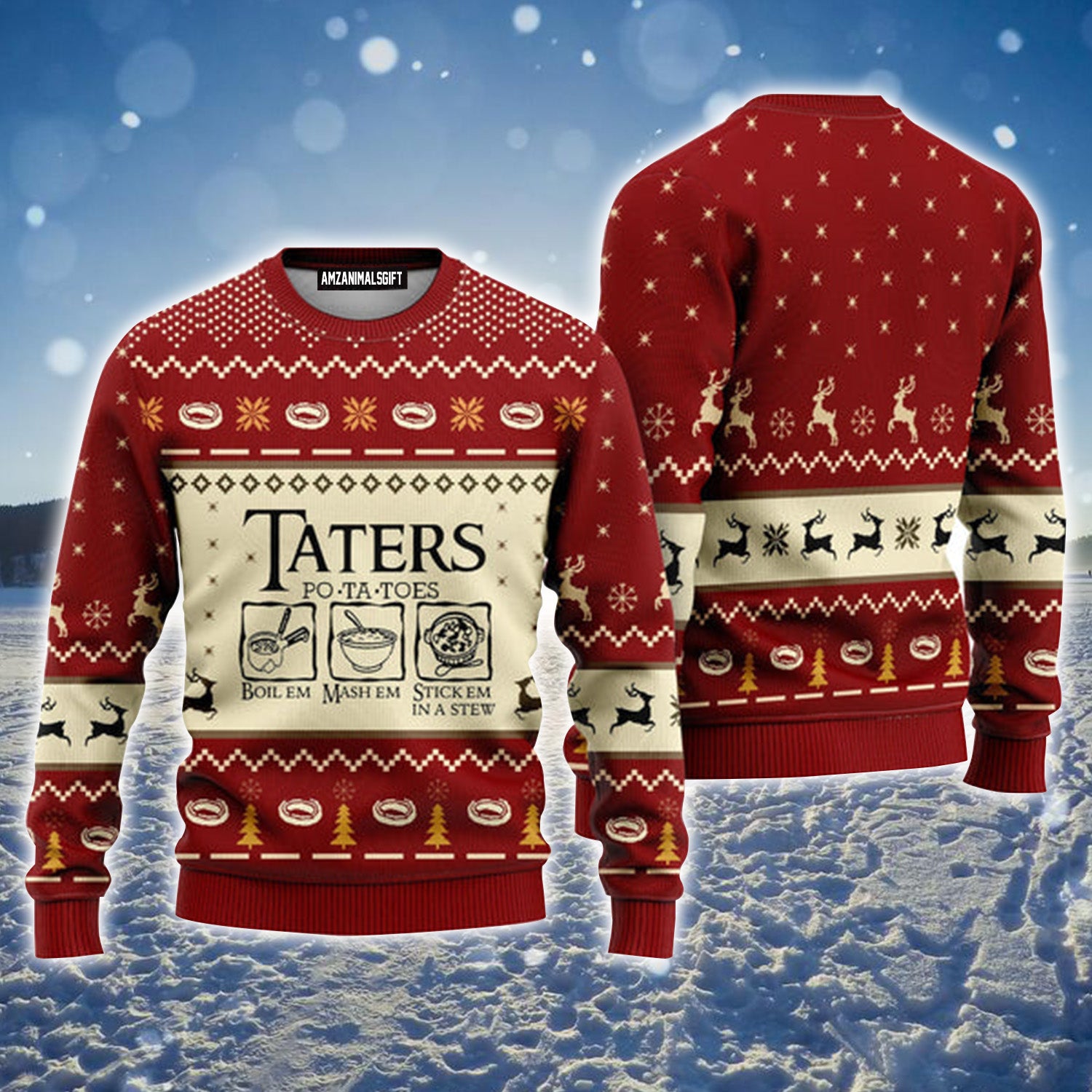 LOTR Christmas Potatoes Taters Red Urly Christmas Sweater, Christmas Sweater For Men & Women - Perfect Gift For Christmas, Family, Friends