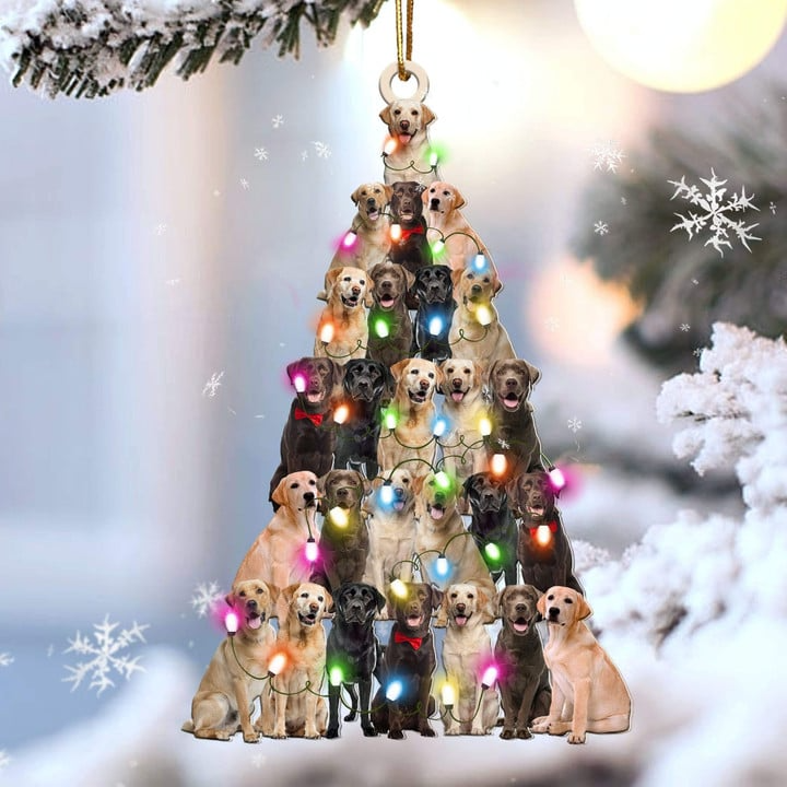 Custom Dog Acrylic Christmas Ornament, Personalized Labrador Retriever Christmas Tree Shaped Acrylic Ornament for Dog Lover