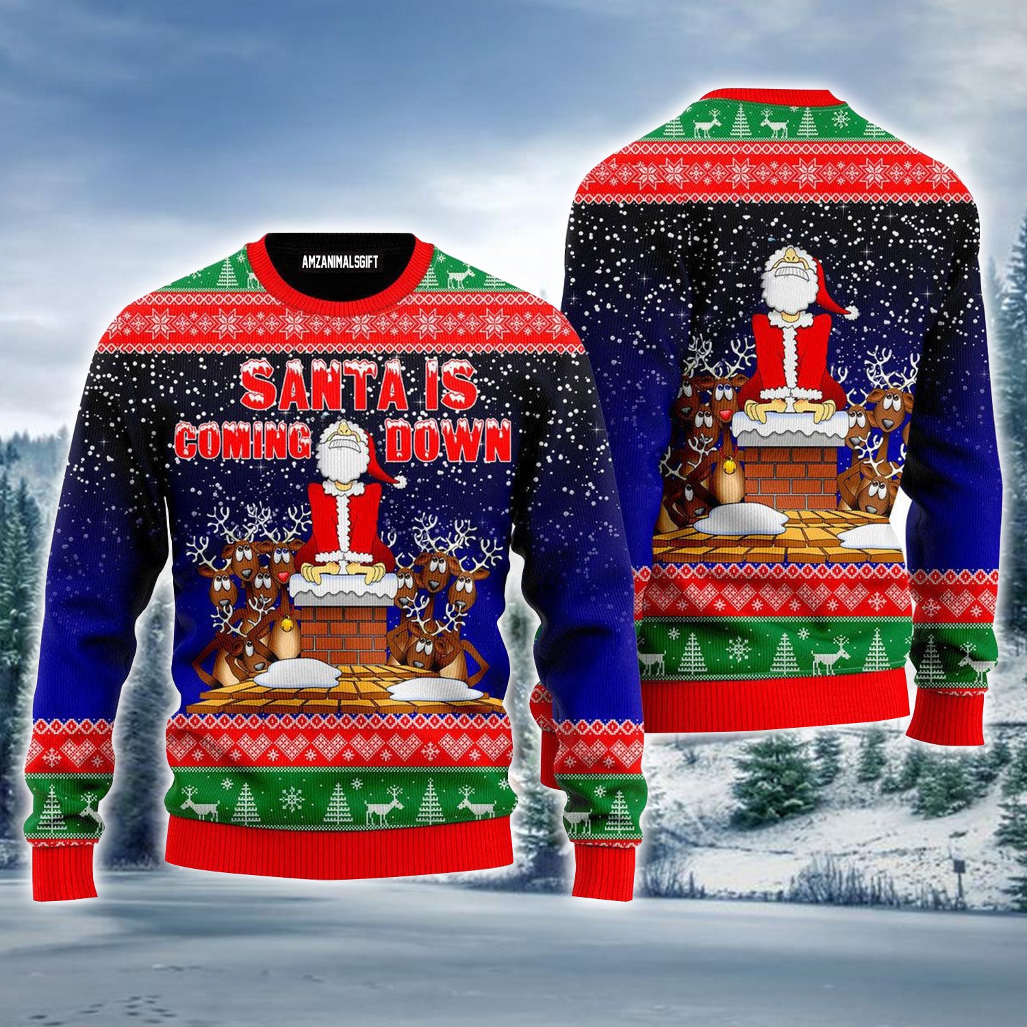 Santa Is Coming Down Ugly Christmas Sweater For Men & Women, Perfect Outfit For Christmas New Year Autumn Winter