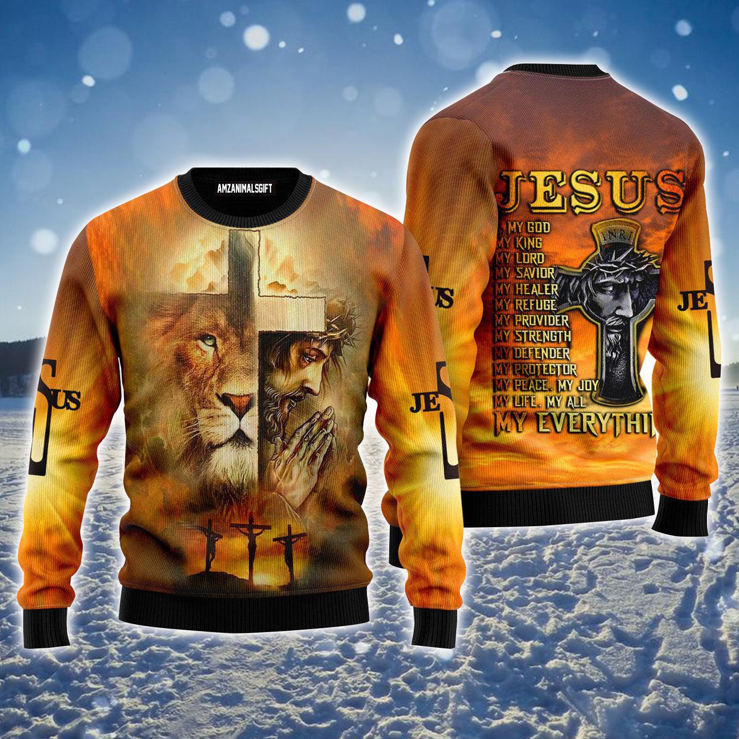 Jesus Is My God Ugly Christmas Sweater For Men & Women, Perfect Outfit For Christmas New Year Autumn Winter