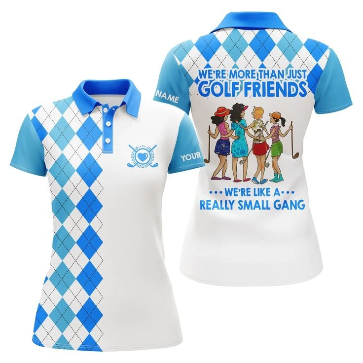 Customized Name Golf Women Polo Shirts, Personalized Multi-color Argyle Plaid We're More Than Golf Friends - Perfect Gift For Golfers, Golf Lovers