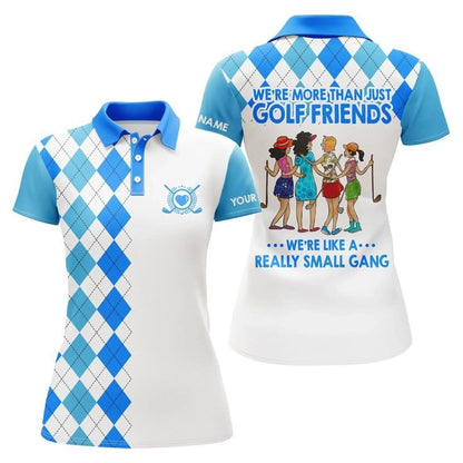 Customized Name Golf Women Polo Shirts, Personalized Multi-color Argyle Plaid We're More Than Golf Friends - Perfect Gift For Golfers, Golf Lovers