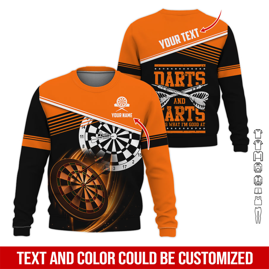 Customized Name & Text Darts Sweatshirt, Personalized Name Darts & Farts Sweatshirt For Men & Women - Gift For Darts Lovers, Darts Players