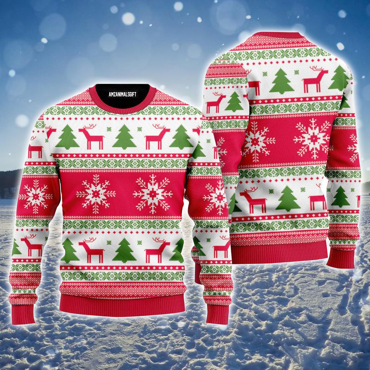 Vintage Holiday Time Pattern Ugly Sweater For Men & Women, Perfect Outfit For Christmas New Year Autumn Winter