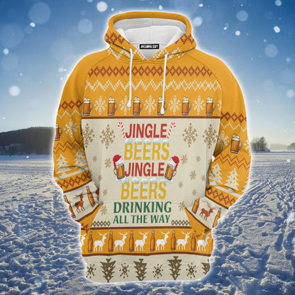Beer Xmas Premium Christmas Hoodie, Jingle Beers Drinking All The Way Unisex Hoodie For Men & Women - Perfect Gift For Christmas, Beer Lovers