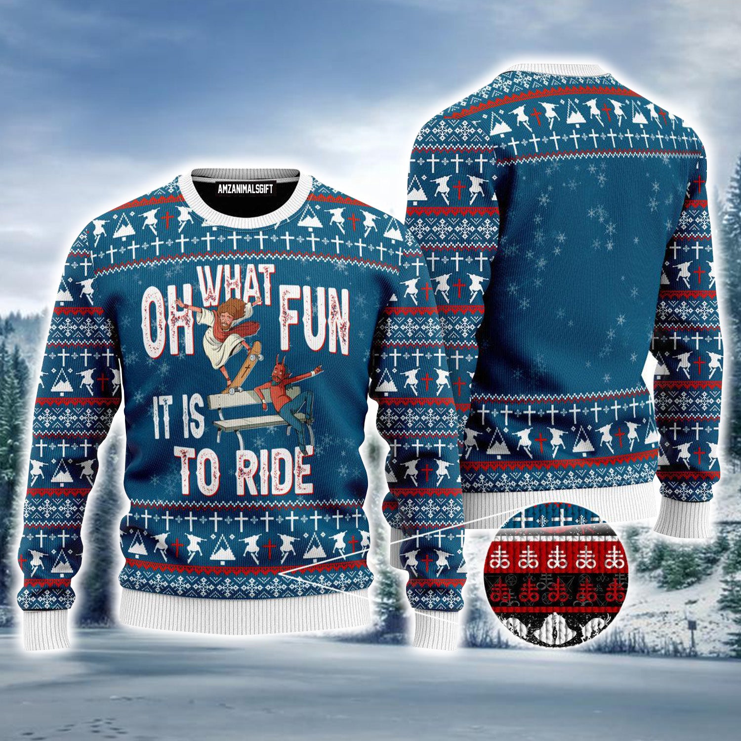 Jesus Ride Skateboarding Ugly Christmas Sweater For Men & Women, Perfect Outfit For Christmas New Year Autumn Winter