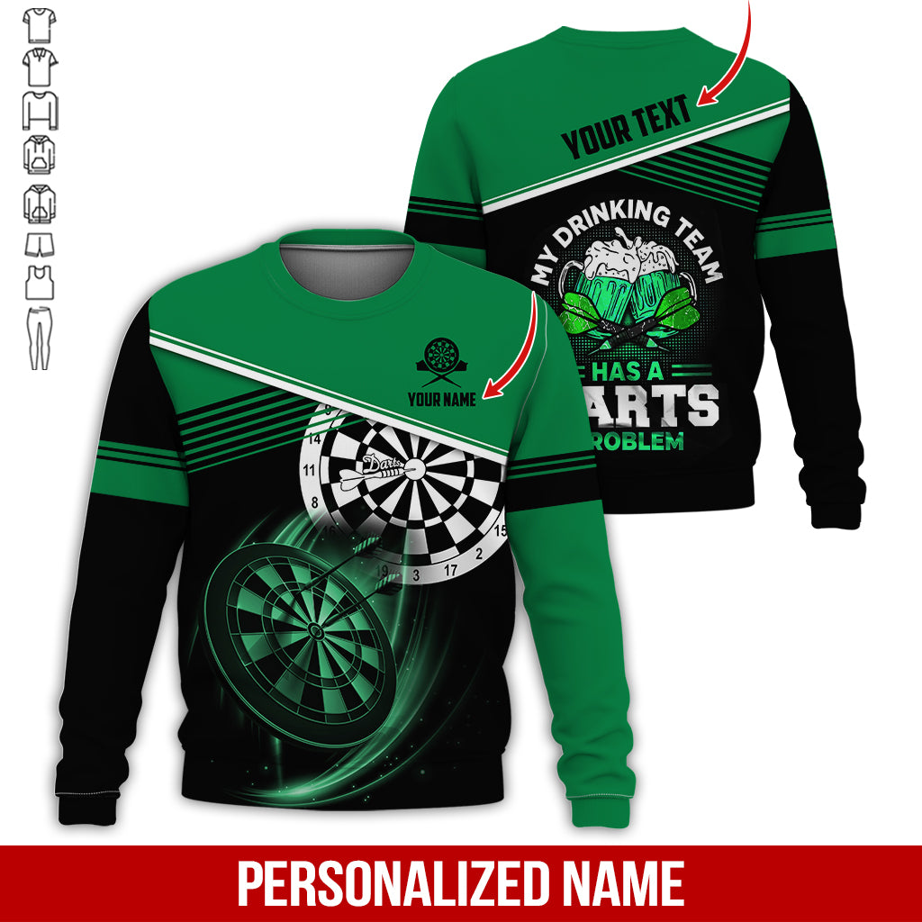 Customized Name & Text Darts Sweatshirt, Personalized Beer My Drinking Team Sweatshirt For Men & Women - Gift For Darts Lovers, Darts Players