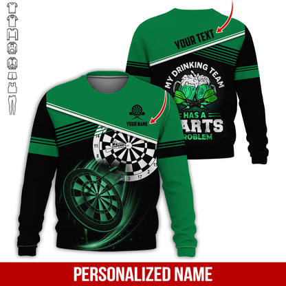 Customized Name & Text Darts Sweatshirt, Personalized Beer My Drinking Team Sweatshirt For Men & Women - Gift For Darts Lovers, Darts Players