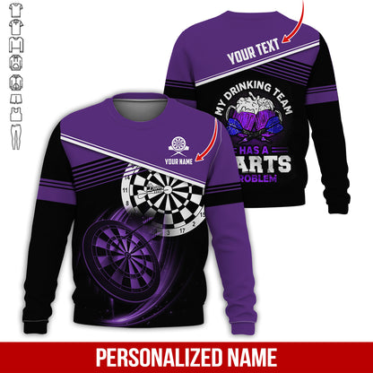 Customized Name & Text Darts Sweatshirt, Personalized Beer My Drinking Team Sweatshirt For Men & Women - Gift For Darts Lovers, Darts Players