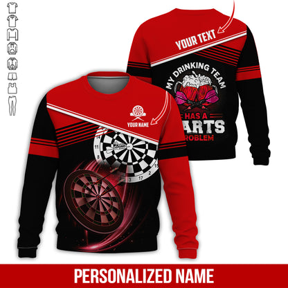 Customized Name & Text Darts Sweatshirt, Personalized Beer My Drinking Team Sweatshirt For Men & Women - Gift For Darts Lovers, Darts Players