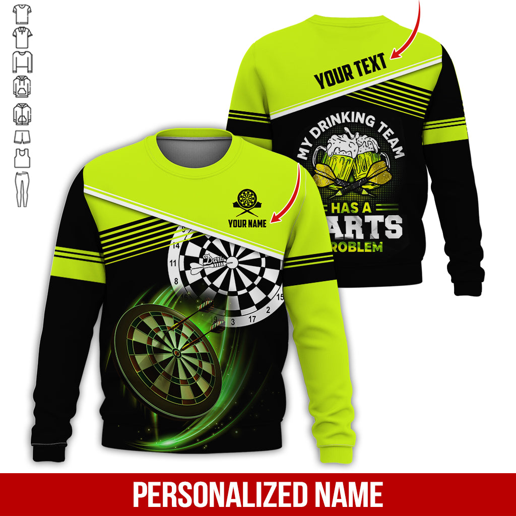 Customized Name & Text Darts Sweatshirt, Personalized Beer My Drinking Team Sweatshirt For Men & Women - Gift For Darts Lovers, Darts Players
