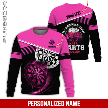 Customized Name & Text Darts Sweatshirt, Personalized Beer My Drinking Team Sweatshirt For Men & Women - Gift For Darts Lovers, Darts Players
