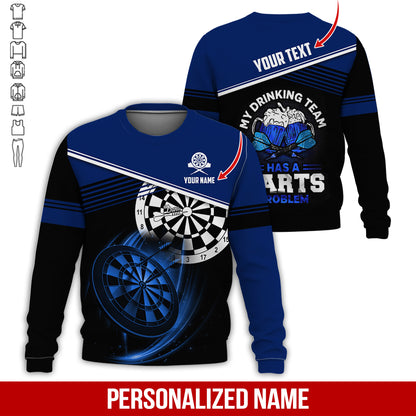 Customized Name & Text Darts Sweatshirt, Personalized Beer My Drinking Team Sweatshirt For Men & Women - Gift For Darts Lovers, Darts Players