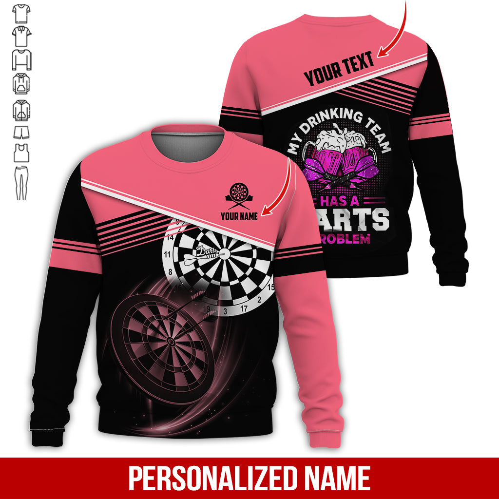 Customized Name & Text Darts Sweatshirt, Personalized Beer My Drinking Team Sweatshirt For Men & Women - Gift For Darts Lovers, Darts Players