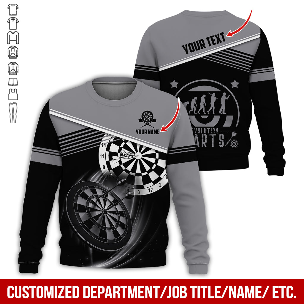 Personalized Name & Text Darts Sweatshirt, Customized Evdlution Darts Player Sweatshirt For Men & Women - Gift For Darts Lovers, Darts Players