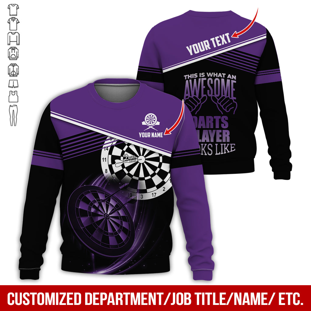 Personalized Name & Text Darts Sweatshirt, Customized Awesome Darts Player Sweatshirt For Men & Women - Gift For Darts Lovers, Darts Players