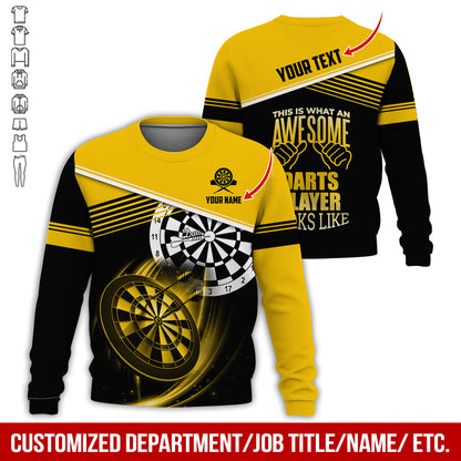Personalized Name & Text Darts Sweatshirt, Customized Awesome Darts Player Sweatshirt For Men & Women - Gift For Darts Lovers, Darts Players