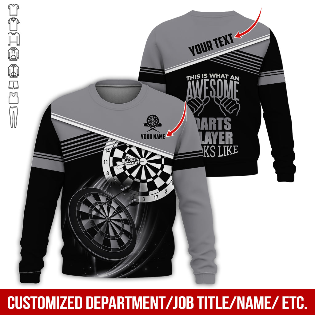 Personalized Name & Text Darts Sweatshirt, Customized Awesome Darts Player Sweatshirt For Men & Women - Gift For Darts Lovers, Darts Players