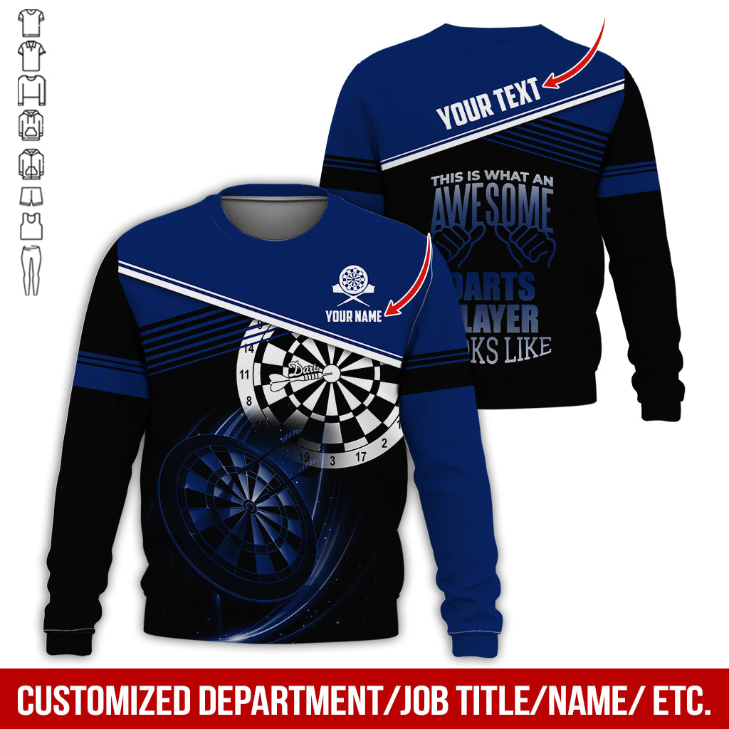 Personalized Name & Text Darts Sweatshirt, Customized Awesome Darts Player Sweatshirt For Men & Women - Gift For Darts Lovers, Darts Players
