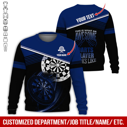 Personalized Name & Text Darts Sweatshirt, Customized Awesome Darts Player Sweatshirt For Men & Women - Gift For Darts Lovers, Darts Players