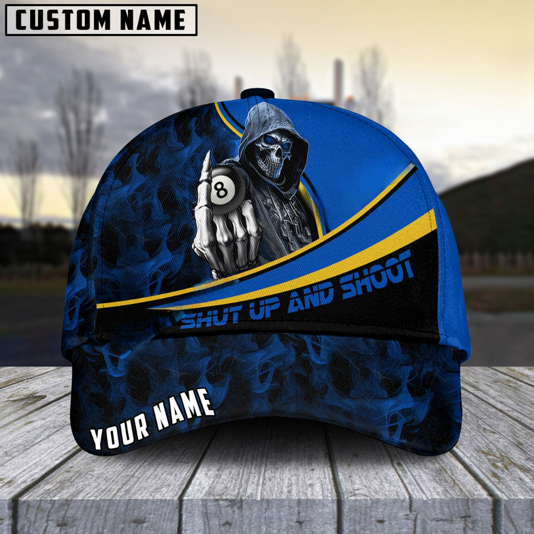 Customized Billiard Cap, Billiard Pool Ball 8 Hooded Skull Personalized Name 3D Hats, Best Billiard Pool Hat For Billiard Players (6 Colors)