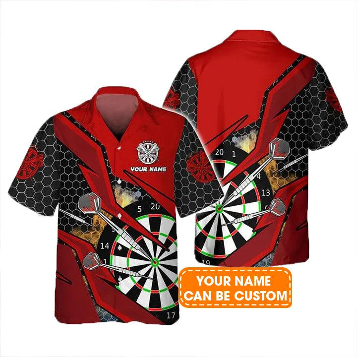 Customized Darts Hawaiian Shirt, Darts Red, Personalized Name Hawaiian Shirt For Men - Perfect Gift For Darts Lovers, Darts Players