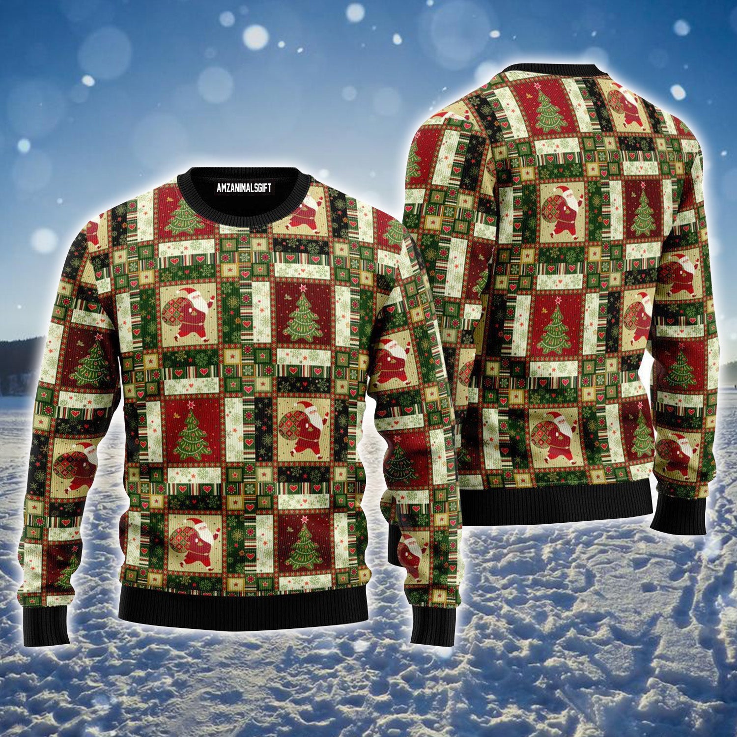 Santa Christmas Pattern Ugly Sweater For Men & Women, Perfect Outfit For Christmas New Year Autumn Winter