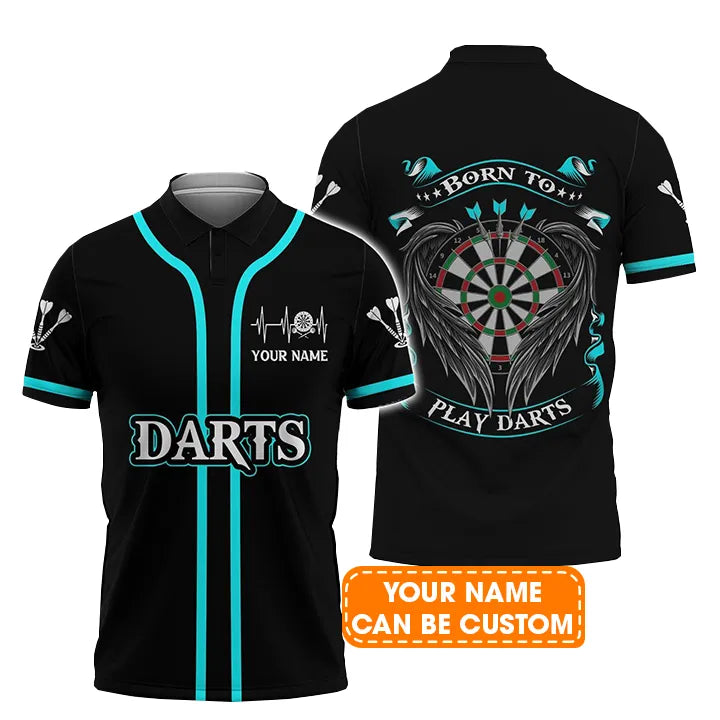 Darts Custom Name Men Polo Shirt, Born To Play Darts Personalized Men Polo Shirt Gift For Darts Lovers, Friend, Darts Team Player