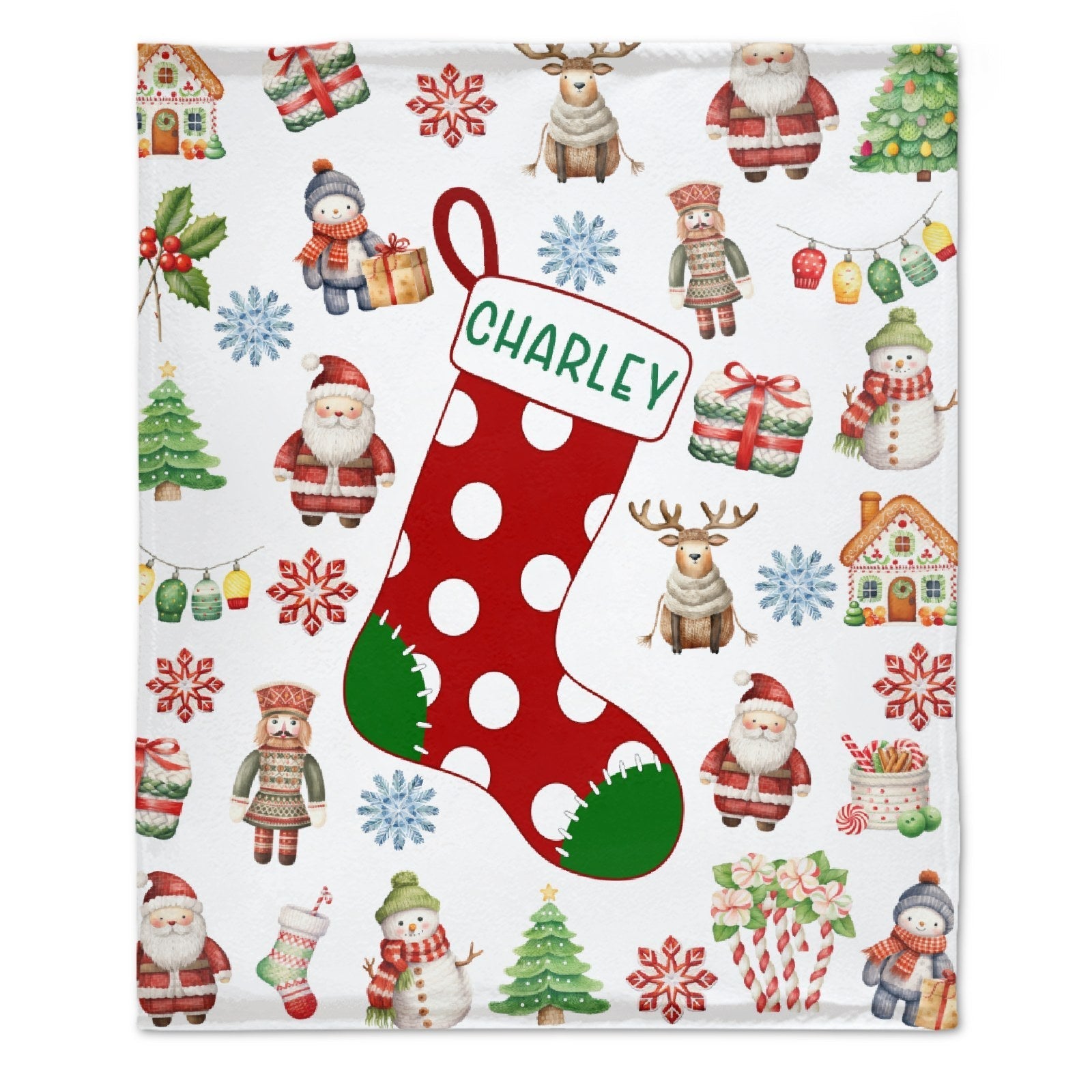 Cute Christmas And Socks Baby Kids Blanket With Customized Name For Baby, Son, Daughter, Granddaughter, Grandson