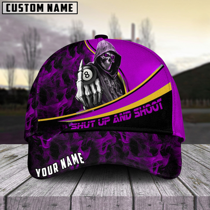 Customized Billiard Cap, Billiard Pool Ball 8 Hooded Skull Personalized Name 3D Hats, Best Billiard Pool Hat For Billiard Players (6 Colors)