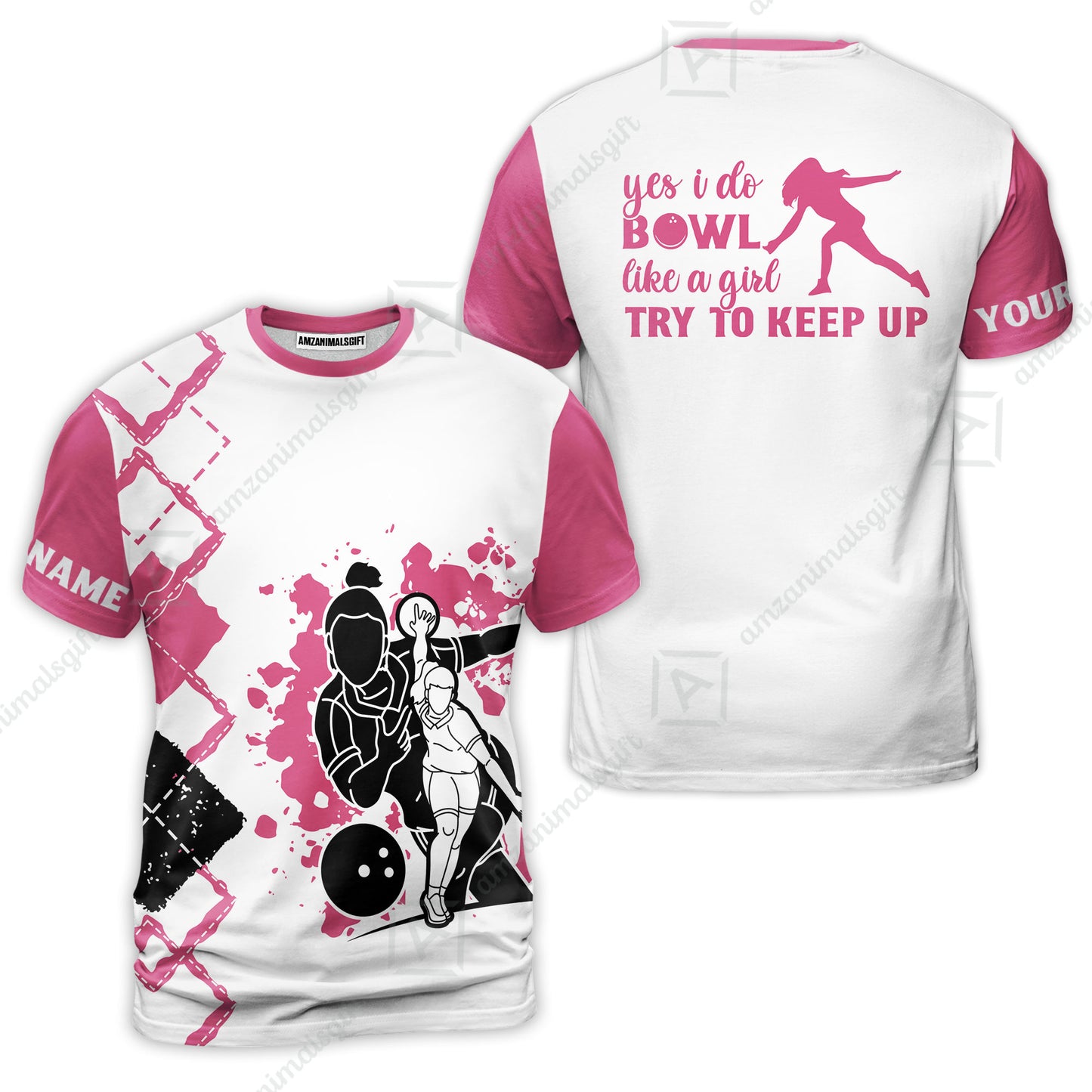 Bowling Women Polo Shirt Custom Name - Yes I Do Bowl Like A Girl Try To Keep Up  Personalized Bowling Polo Shirt - Gift For Friend, Family, Bowling Lovers