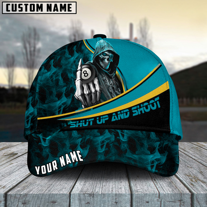 Customized Billiard Cap, Billiard Pool Ball 8 Hooded Skull Personalized Name 3D Hats, Best Billiard Pool Hat For Billiard Players (6 Colors)
